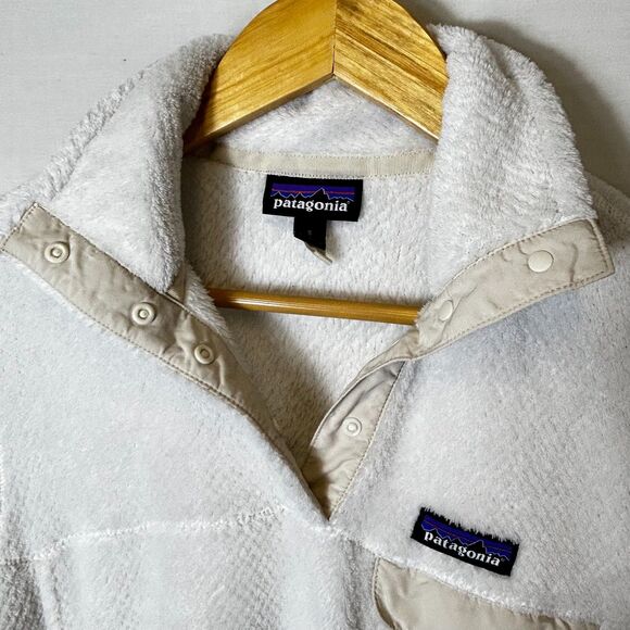 Patagonia Women's Re-Tool Ivory Textured Plush Half Snap Fleece Pullover Size S - Picture 4 of 15